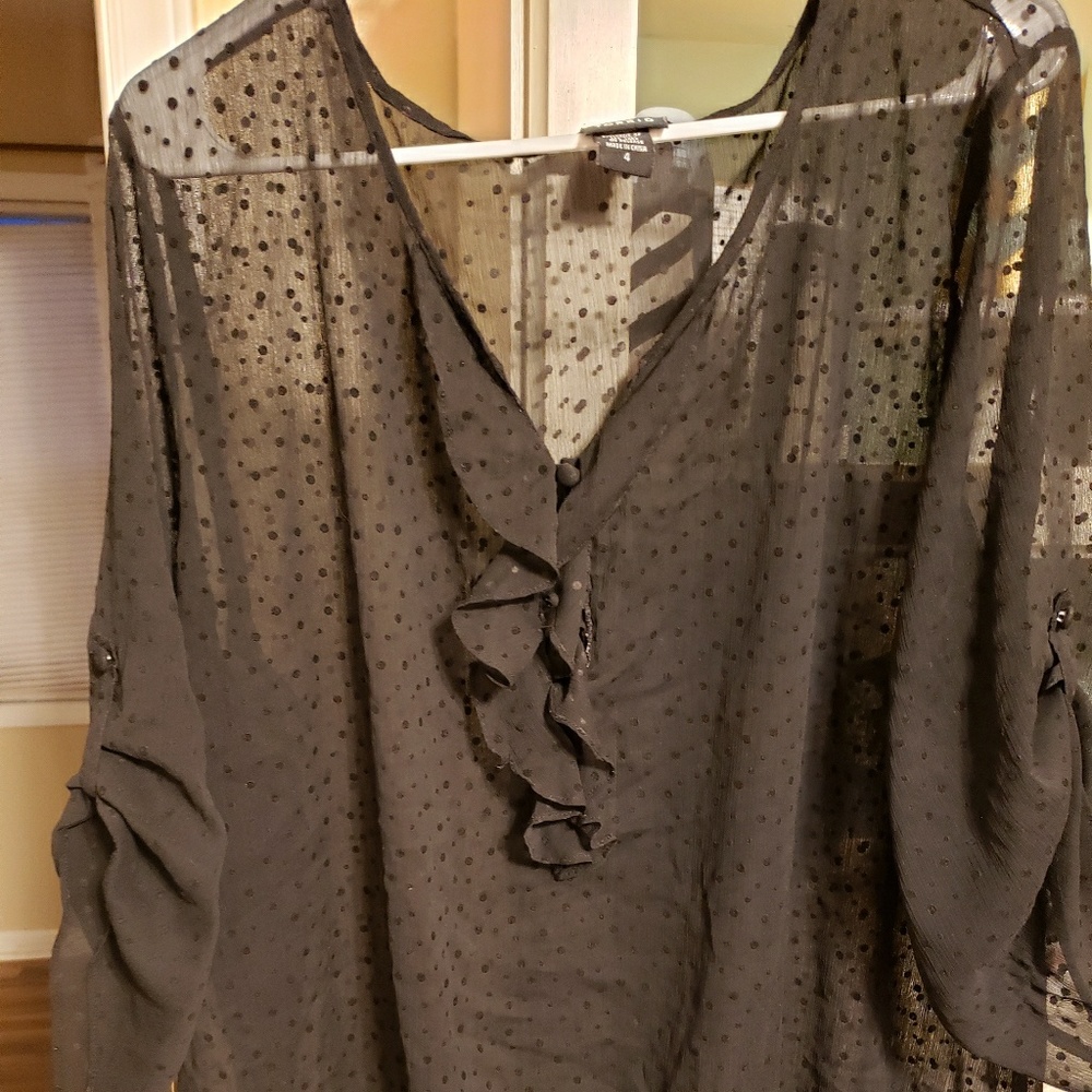 🍍Torrid Sheer Polka Dot blouse Black Size 4X🍍
